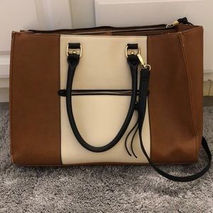 Merona brown/cream large tote